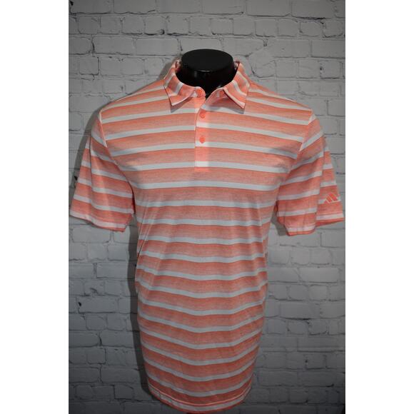 Adidas Golf Polo Shirt Mens Size XL Polyester Performance Pink Striped - Picture 2 of 6